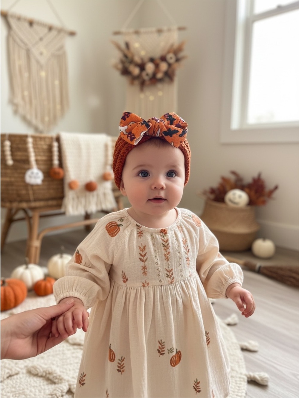Handmade Halloween Baby Toddler Knit Turban Beanie Bow Hat - Picture 8 of 12